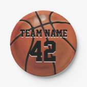 Naam team en Basketball nummer Papieren Bordje (Voorkant)