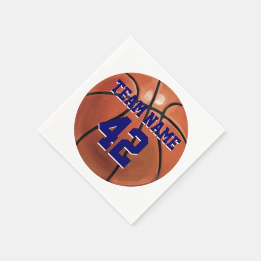 Naam team en Basketball nummer Servet (Hoek)