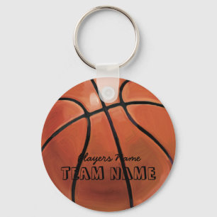 Naam team en Basketball nummer Sleutelhanger