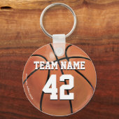 Naam team en Basketball nummer Sleutelhanger (Voorkant)