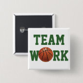 Naam team en Basketball nummer Vierkante Button 5,1 Cm (Voorkant /achterkant)