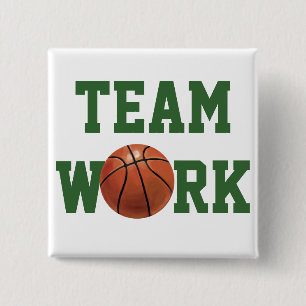 Naam team en Basketball nummer Vierkante Button 5,1 Cm