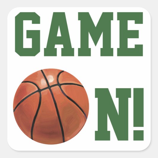 Naam team en Basketball nummer Vierkante Sticker (Voorkant)