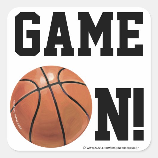 Naam team en Basketball nummer Vierkante Sticker (Voorkant)