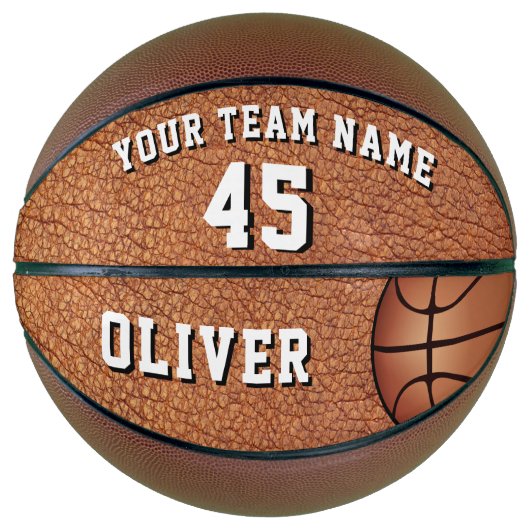 Naam team lederen afdrukspeler basketbal (Voorkant)