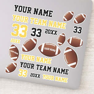 Naam team van American Football Ball Player Sticker