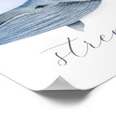 Naam Tekst Blauwe Aquarel Balein Bultrug Walvis Poster (Hoek)