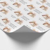 Naam Tekst Boho Beer Rainbow Sun Animal Baby showe Cadeaupapier (Hoek)