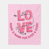 Naam tekst Boho LOVE Word letters roze Fleece Deken (Voorkant)