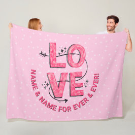 Naam tekst Boho LOVE Word letters roze Fleece Deken