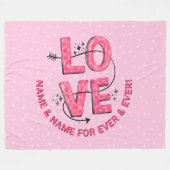 Naam tekst Boho LOVE Word letters roze Fleece Deken (Voorkant (Horizontaal))