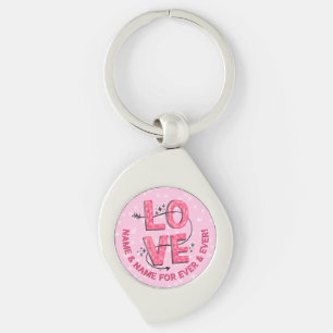 Naam tekst Boho LOVE Word letters roze Sleutelhanger