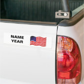 Naam Tekst en Amerikaanse vlag op wit Bumpersticker (Op Truck)