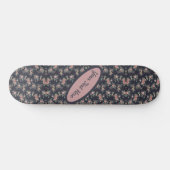  naam Tekst Floral roze Rose Persoonlijk Skateboard (Horizontaal)