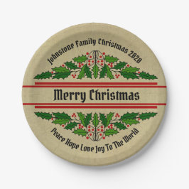 Naam tekst Kerstmis Holly 7" wijzigen Papieren Bordje