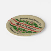 Naam tekst Kerstmis Holly 7" wijzigen Papieren Bordje (Gekanteld)