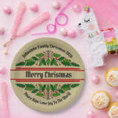 Naam Tekst kerstmis Holly 9" wijzigen Papieren Bordje (Feest)