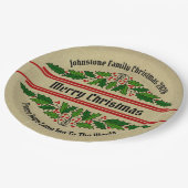 Naam Tekst kerstmis Holly 9" wijzigen Papieren Bordje (Gekanteld)