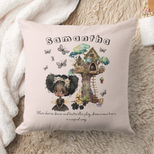 Naam Tekst Magical Woodland Fairy Butterfly Kussen (Deken)