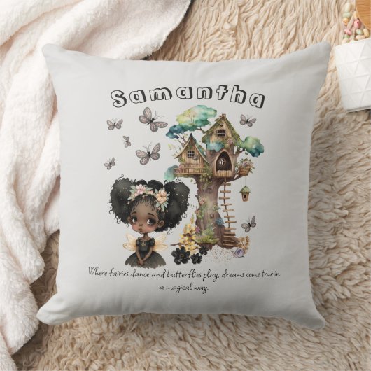 Naam Tekst Magical Woodland Fairy Butterfly Kussen (Deken)