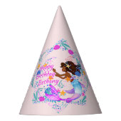 Naam Tekst Mermaid Pink Mauve Aqua Party toevoegen Feesthoedjes (Voorkant)