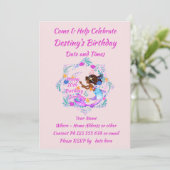 Naam Tekst Mermaid Pink Mauve Aqua Party toevoegen Kaart (Staand voorkant)