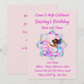 Naam Tekst Mermaid Pink Mauve Aqua Party toevoegen Kaart (Voorkant / Achterkant)