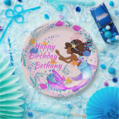 Naam Tekst Mermaid Pink Mauve Aqua Party toevoegen Papieren Bordje (Feest)