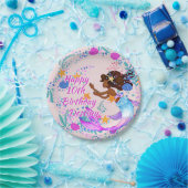 Naam Tekst Mermaid Pink Mauve Aqua Party toevoegen Papieren Bordje (Feest)