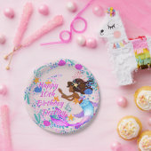 Naam Tekst Mermaid Pink Mauve Aqua Party toevoegen Papieren Bordje (Feest)