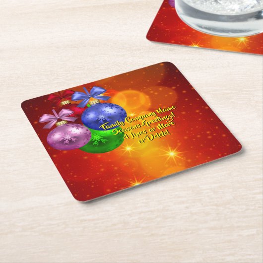 Naam tekst met kerstmis toevoegen kartonnen onderzetters (Schuin)