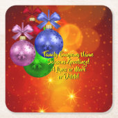 Naam tekst met kerstmis toevoegen kartonnen onderzetters (Voorkant)