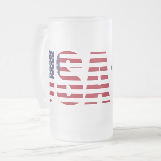 Naam & Tekst op Patriottische USA 16oz Matglas Bierpul (Voorkant links)