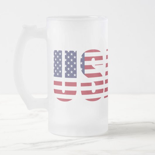 Naam & Tekst op Patriottische USA 16oz Matglas Bierpul (Links)