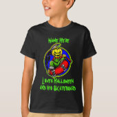 Naam Tekst pompoenen borstskateboard Halloween toe T-shirt (Voorkant)