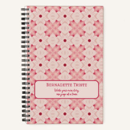 Naam Tekst roze Modern Floral Chic  Girly Notitieboek