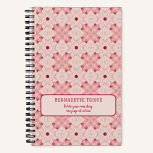 Naam Tekst roze Modern Floral Chic  Girly Notitieboek