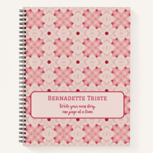 Naam Tekst roze Modern Floral Chic Girly Notitieboek