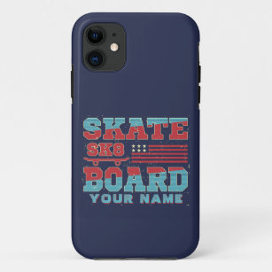 Naam Tekst skateboard SK8 Vlag rood blauw Case-Mate iPhone Case