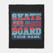 Naam Tekst skateboard SK8 Vlag rood blauw Fleece Deken (Voorkant)