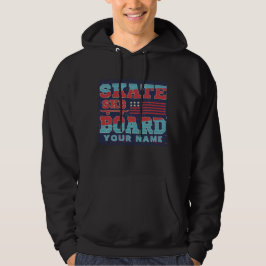 Naam Tekst skateboard SK8 Vlag rood blauw Hoodie