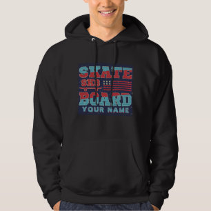 Naam Tekst skateboard SK8 Vlag rood blauw Hoodie