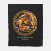 Naam tekst toevoegen, bruine draak rusten fleece deken (Voorkant)