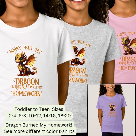 Naam tekst toevoegen - Dragon brandde mijn huiswer T-shirt
