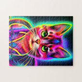 Naam tekst toevoegen, regenboogneoneffectklep legpuzzel (Horizontaal)