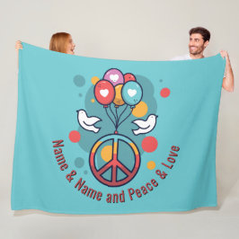 Naam tekst Vredesliefde Boho Hippie Doves wijzigen Fleece Deken