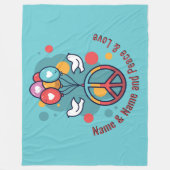 Naam tekst Vredesliefde Boho Hippie Doves wijzigen Fleece Deken (Voorkant)