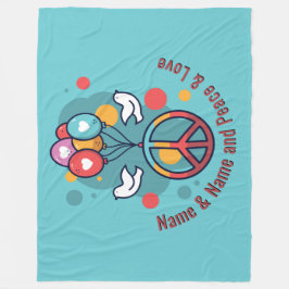 Naam tekst Vredesliefde Boho Hippie Doves wijzigen Fleece Deken