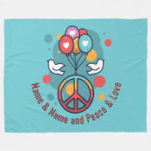 Naam tekst Vredesliefde Boho Hippie Doves wijzigen Fleece Deken (Voorkant (Horizontaal))