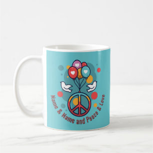 Naam tekst Vredesliefde Boho Hippie Doves wijzigen Koffiemok